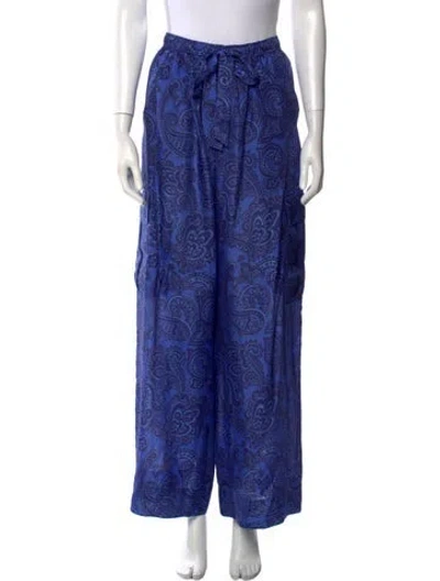 Pre-owned Zimmermann Silk Wide Leg Pants In Blue