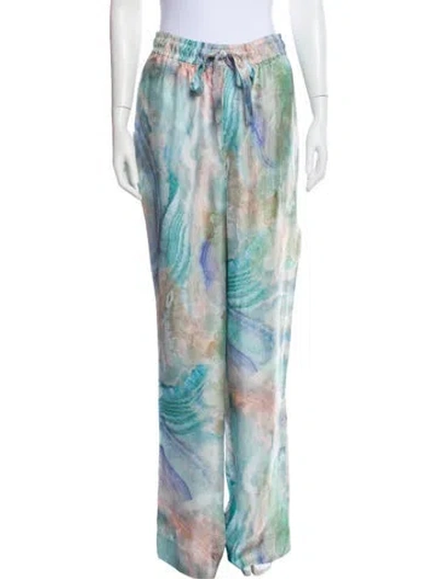 Pre-owned Zimmermann Silk Wide Leg Pants In Blue