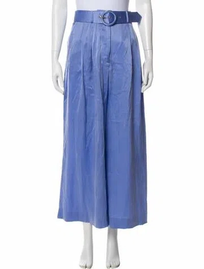 Pre-owned Zimmermann Silk Wide Leg Pants In Blue