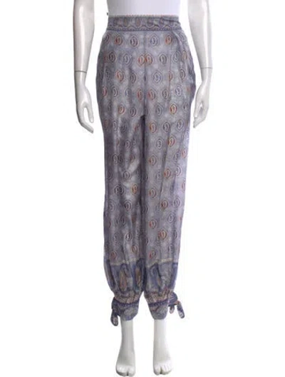 Pre-owned Zimmermann Silk Wide Leg Pants In Blue