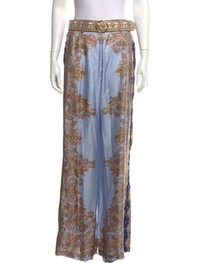 Pre-owned Zimmermann Silk Wide Leg Pants In Blue
