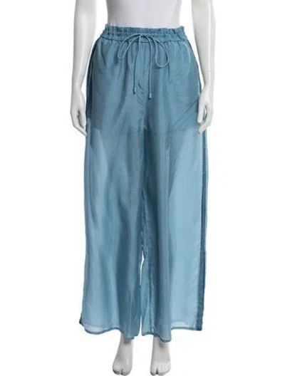 Pre-owned Zimmermann Silk Wide Leg Pants In Blue