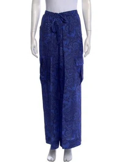 Pre-owned Zimmermann Silk Wide Leg Pants In Blue
