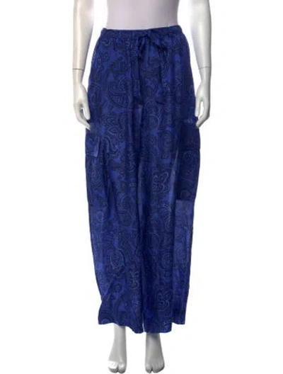 Pre-owned Zimmermann Silk Wide Leg Pants In Blue