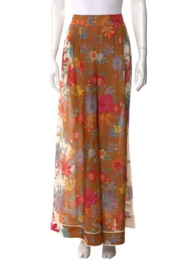 Pre-owned Zimmermann Silk Wide Leg Pants In Brown