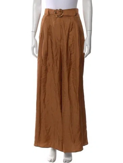 Pre-owned Zimmermann Silk Wide Leg Pants In Brown