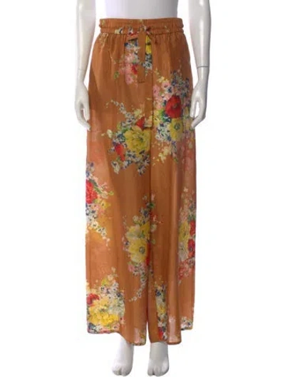 Pre-owned Zimmermann Silk Wide Leg Pants In Brown