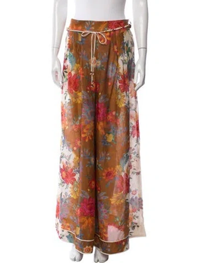 Pre-owned Zimmermann Silk Wide Leg Pants In Brown