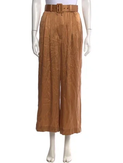 Pre-owned Zimmermann Silk Wide Leg Pants In Brown