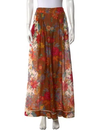 Pre-owned Zimmermann Silk Wide Leg Pants In Brown