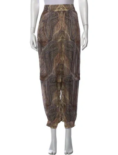 Pre-owned Zimmermann Silk Wide Leg Pants In Brown