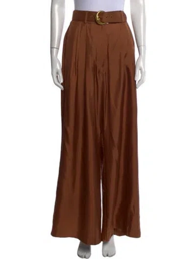 Pre-owned Zimmermann Silk Wide Leg Pants In Brown