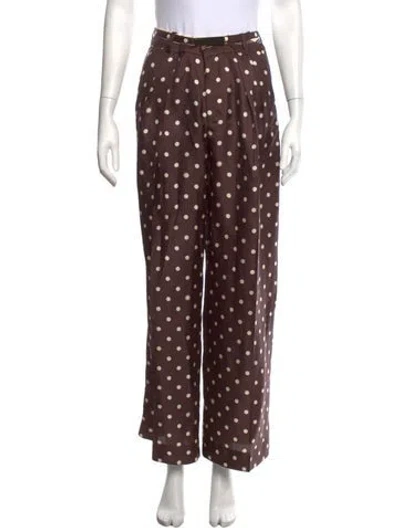 Pre-owned Zimmermann Silk Wide Leg Pants In Brown