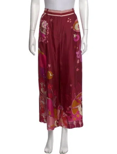 Pre-owned Zimmermann Silk Wide Leg Pants In Burgundy