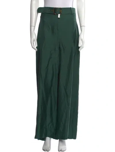 Pre-owned Zimmermann Silk Wide Leg Pants In Green