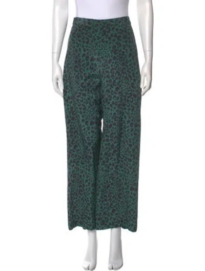 Pre-owned Zimmermann Silk Wide Leg Pants In Green