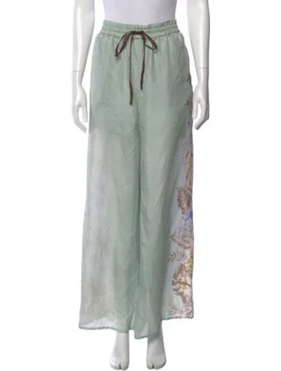 Pre-owned Zimmermann Silk Wide Leg Pants In Green