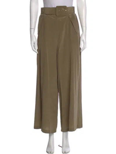 Pre-owned Zimmermann Silk Wide Leg Pants In Green