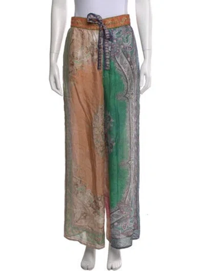 Pre-owned Zimmermann Silk Wide Leg Pants In Green