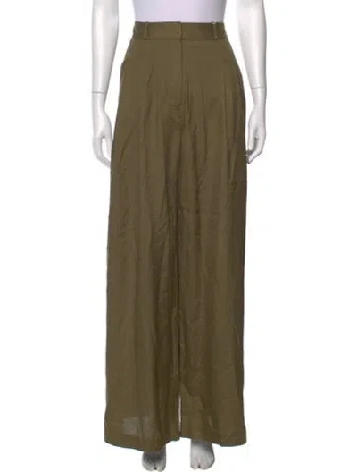 Pre-owned Zimmermann Silk Wide Leg Pants In Green