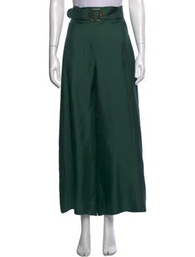 Pre-owned Zimmermann Silk Wide Leg Pants In Green