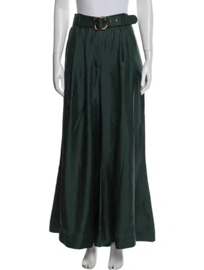 Pre-owned Zimmermann Silk Wide Leg Pants In Green