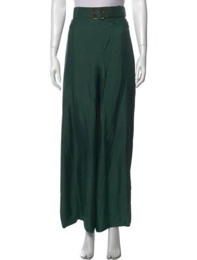 Pre-owned Zimmermann Silk Wide Leg Pants In Green