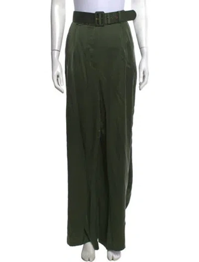 Pre-owned Zimmermann Silk Wide Leg Pants In Green