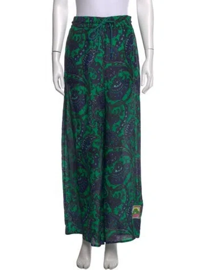 Pre-owned Zimmermann Silk Wide Leg Pants In Green
