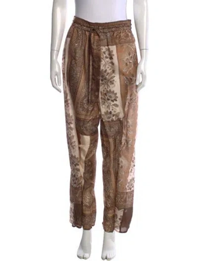 Pre-owned Zimmermann Silk Wide Leg Pants In Neutral