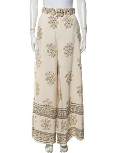 Pre-owned Zimmermann Silk Wide Leg Pants In Neutrals