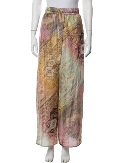 Pre-owned Zimmermann Silk Wide Leg Pants In Neutrals