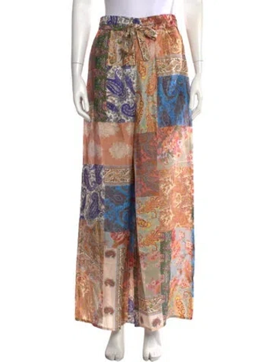 Pre-owned Zimmermann Silk Wide Leg Pants In Neutrals