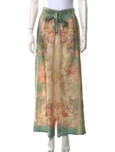 Pre-owned Zimmermann Silk Wide Leg Pants In Neutrals