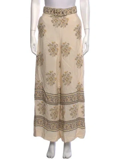 Pre-owned Zimmermann Silk Wide Leg Pants In Neutrals