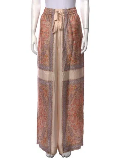 Pre-owned Zimmermann Silk Wide Leg Pants In Neutrals