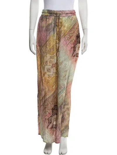 Pre-owned Zimmermann Silk Wide Leg Pants In Neutrals/pink