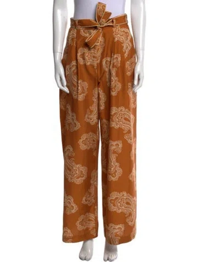 Pre-owned Zimmermann Silk Wide Leg Pants In Orange