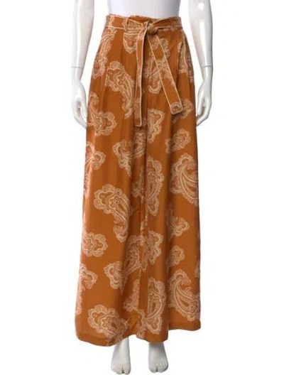 Pre-owned Zimmermann Silk Wide Leg Pants In Orange