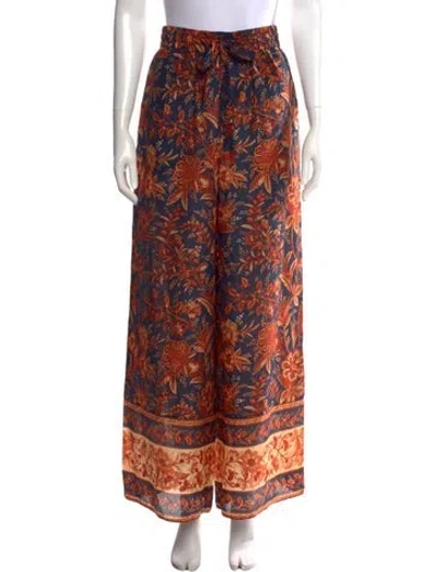 Pre-owned Zimmermann Silk Wide Leg Pants In Orange