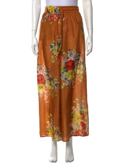Pre-owned Zimmermann Silk Wide Leg Pants In Orange