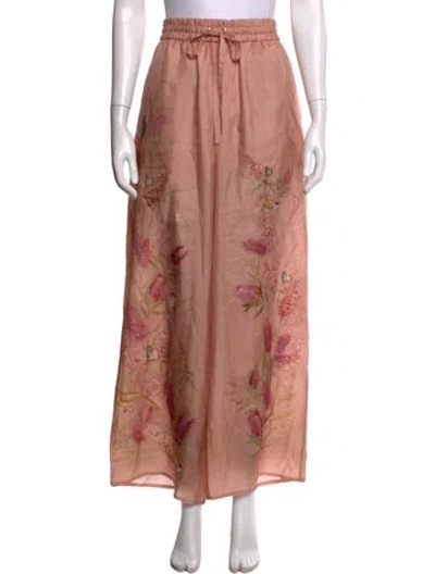 Pre-owned Zimmermann Silk Wide Leg Pants In Pink