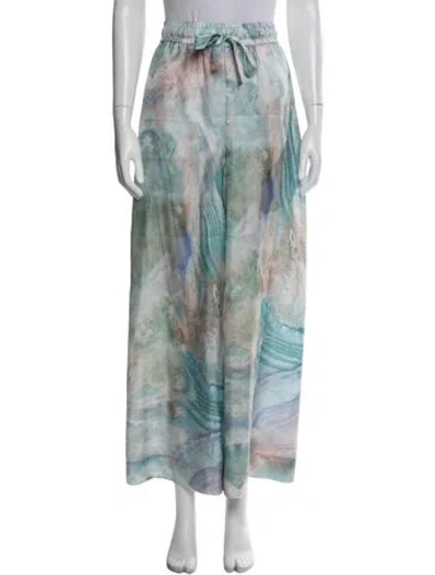 Pre-owned Zimmermann Silk Wide Leg Pants W/ Tags In Blue
