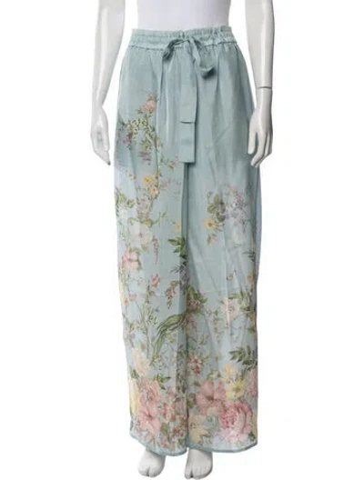 Pre-owned Zimmermann Silk Wide Leg Pants W/ Tags In Blue