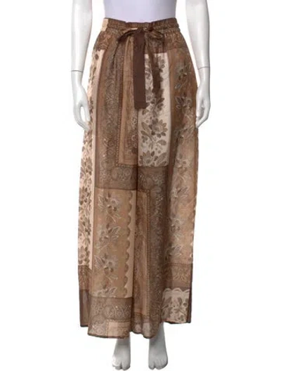 Pre-owned Zimmermann Silk Wide Leg Pants W/ Tags In Brown
