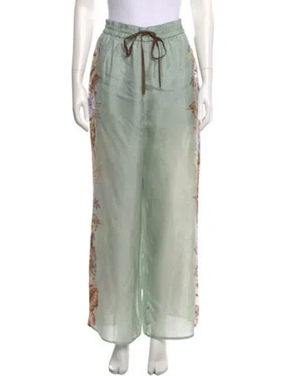 Pre-owned Zimmermann Silk Wide Leg Pants W/ Tags In Green