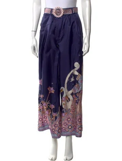 Pre-owned Zimmermann Silk Wide Leg Pants W/ Tags In Purple