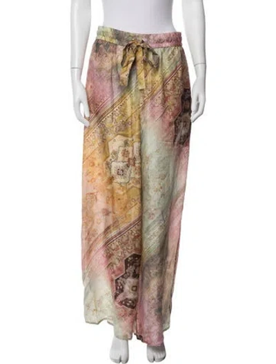 Pre-owned Zimmermann Silk Wide Leg Pants In Yellow