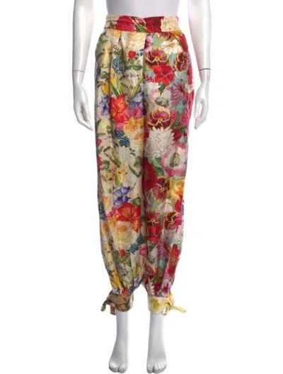 Pre-owned Zimmermann Silk Wide Leg Pants In Yellow