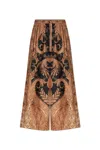 Zimmermann Wide-leg Trousers With Intricate Baroque Print And Adjustable Waistband In Black